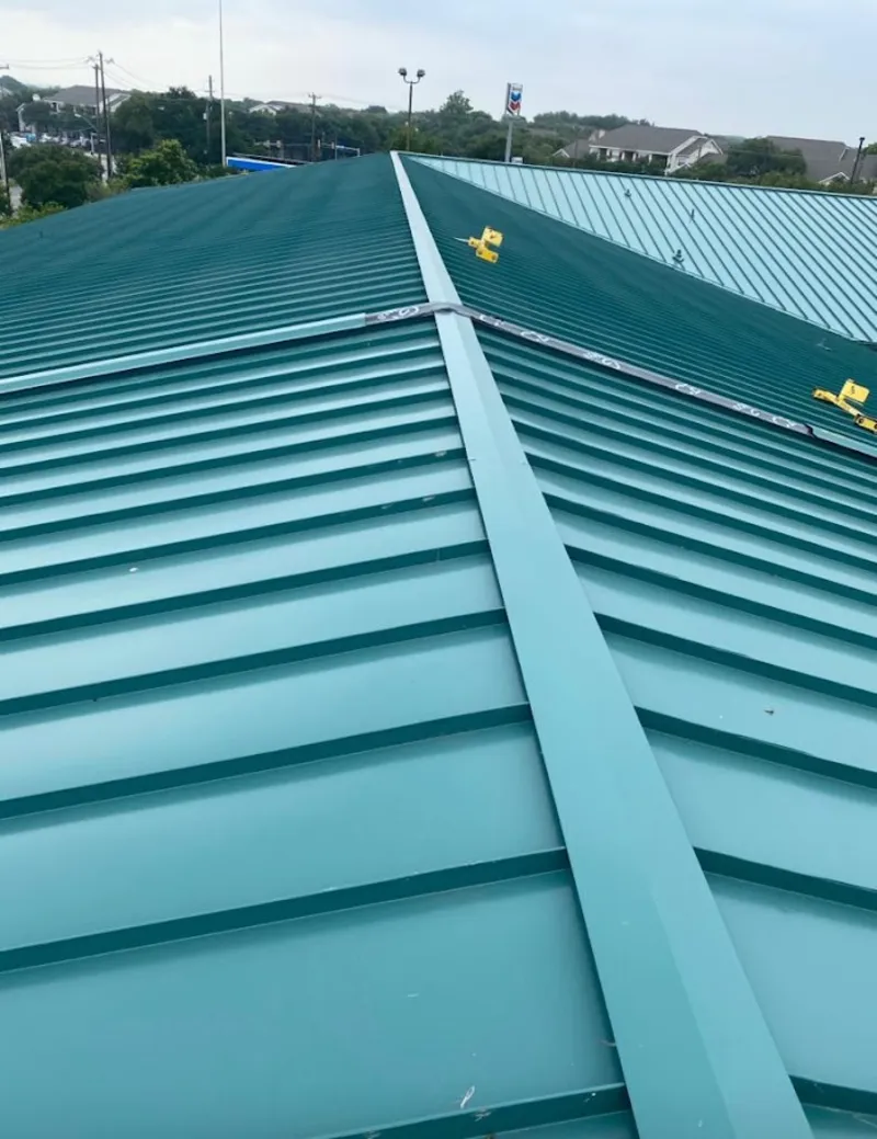 Green commercial metal roof ridge and valley for Metal Roof Repair in Clemmons